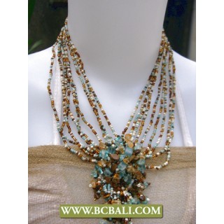 Cute Style Necklace Chockers Beaded with Stone Pendants